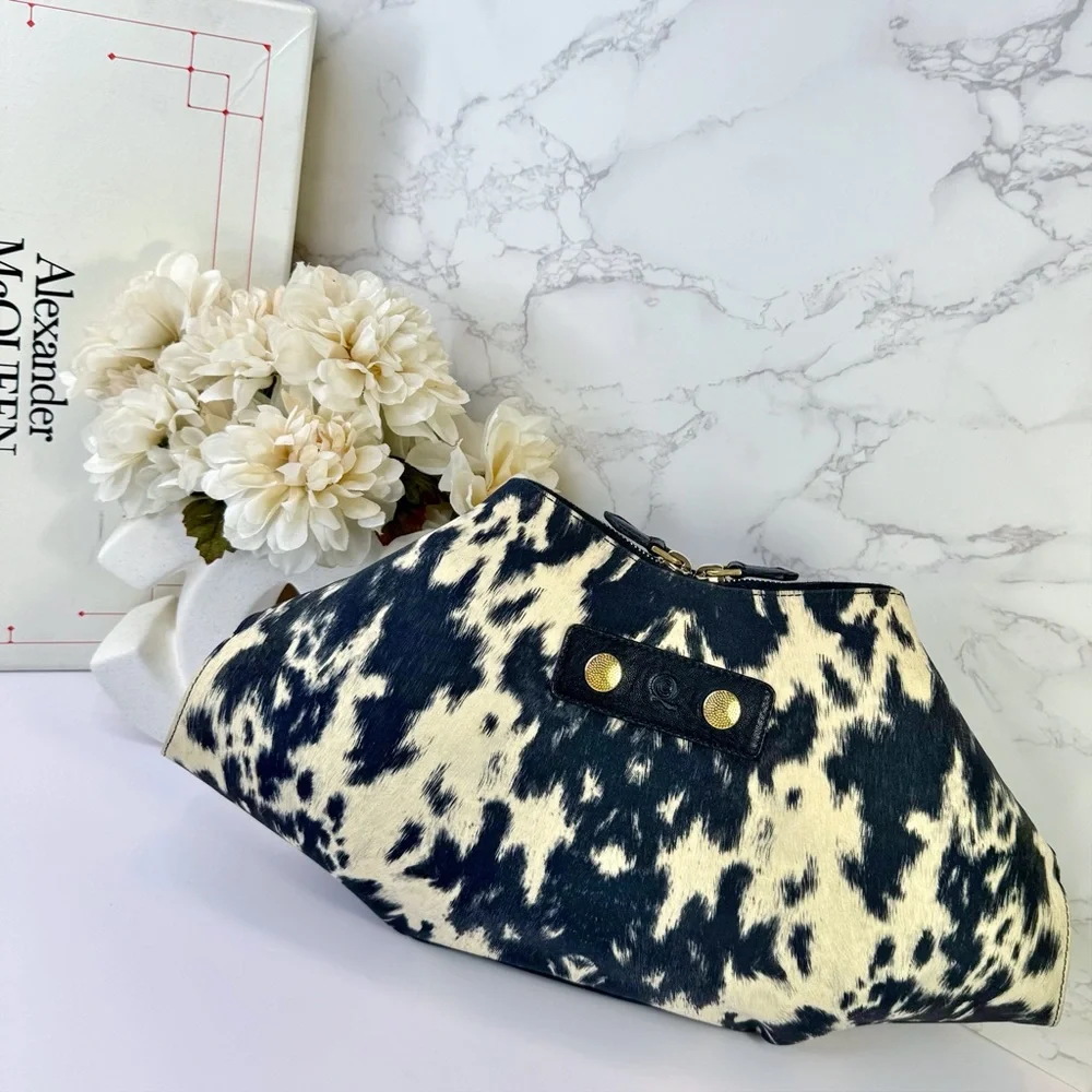Alexander McQueen Black/White Printed Canvas “De Manta” Clutch Bag
